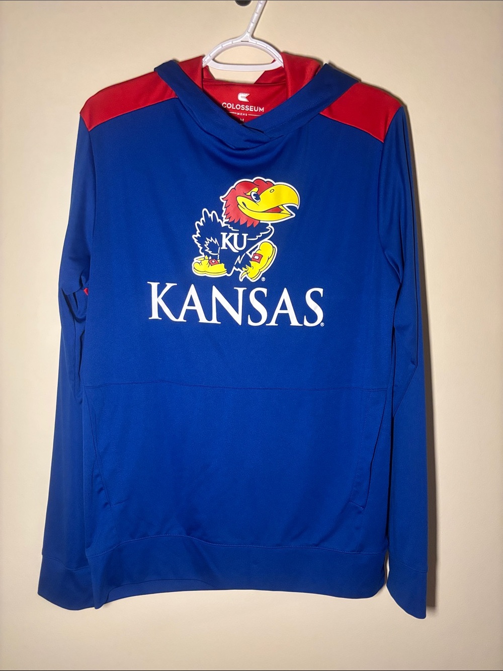 Colosseum Kansas Jayhawks Blue and Red Pullover Hoodie
